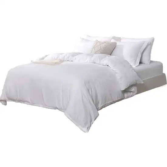 White  Microfiber 1400 Thread Count Machine Washable Duvet Cover Set Photo 1