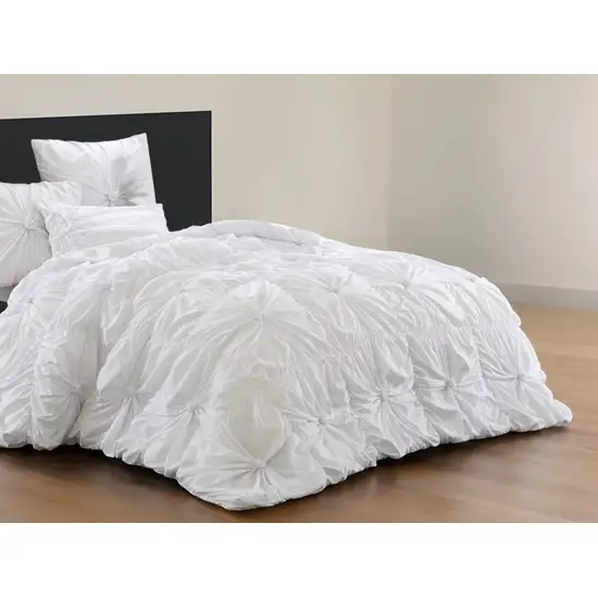 White Twin Polyester 180 Thread Count Washable Down Comforter Set Photo 1