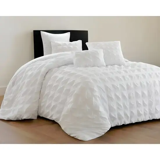 White Twin Polyester 180 Thread Count Washable Duvet Cover Set Photo 1