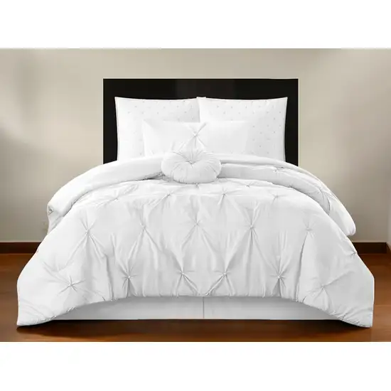 White Twin Polyester 180 Thread Count Washable Down Comforter Set Photo 1