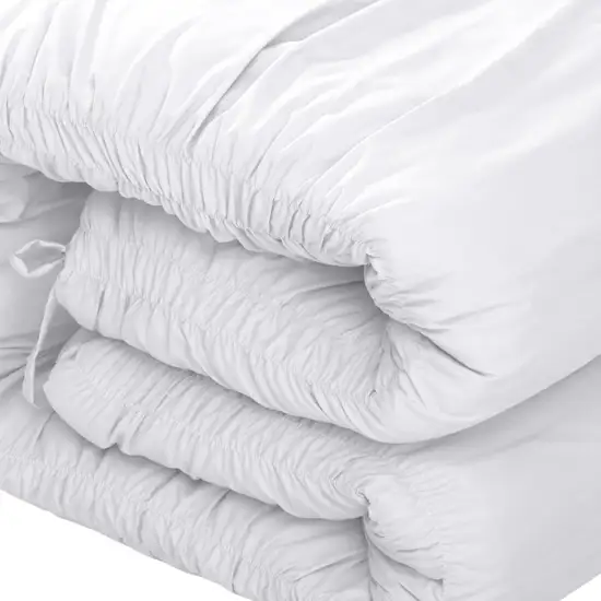 White Twin Polyester 180 Thread Count Washable Down Comforter Set Photo 5