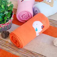Photo of White Whale - Orange - Embroidered Applique Coral Fleece Baby Throw Blanket (29.5 by 39.4 inches)