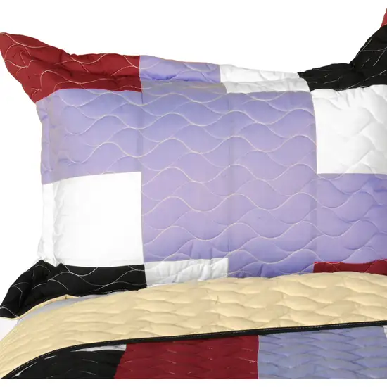 Wind Castle -  3PC Vermicelli-Quilted Patchwork Quilt Set (Full/Queen Size) Photo 3