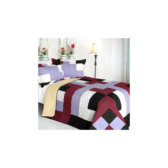Wind Castle -  3PC Vermicelli-Quilted Patchwork Quilt Set (Full/Queen Size) Photo 2