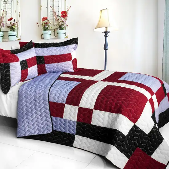 Wine Field -  3PC Vermicelli - Quilted Patchwork Quilt Set (Full/Queen Size) Photo 1