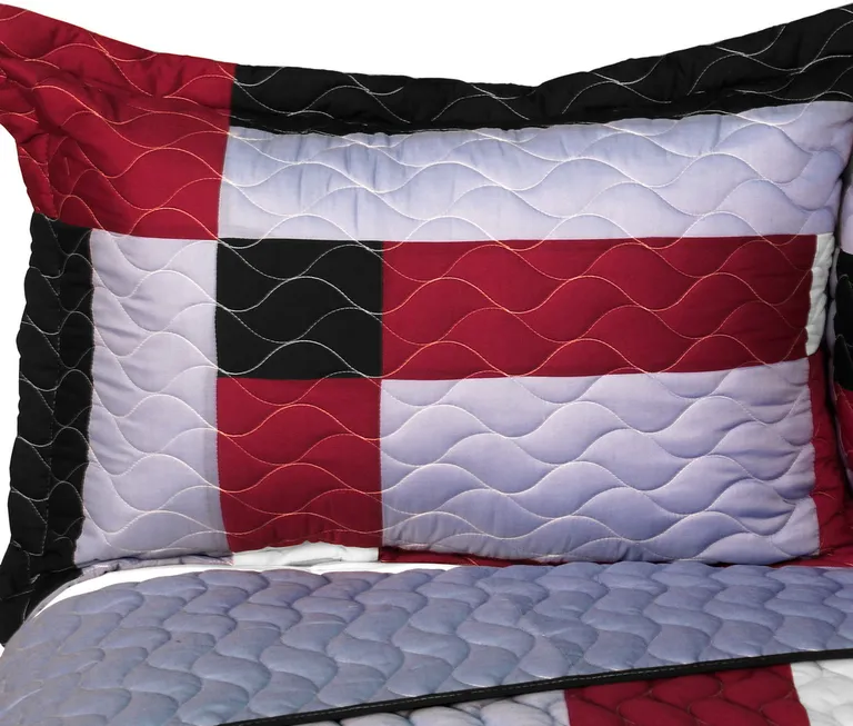 Wine Field - 3PC Vermicelli - Quilted Patchwork Quilt Set (Full/Queen Size) Photo 2