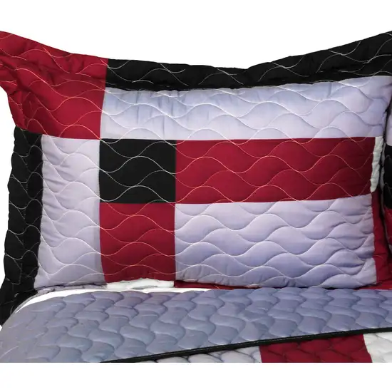 Wine Field -  3PC Vermicelli - Quilted Patchwork Quilt Set (Full/Queen Size) Photo 3