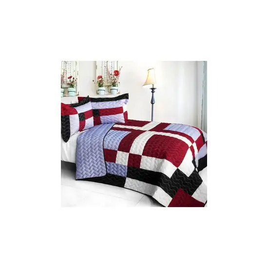 Wine Field -  3PC Vermicelli - Quilted Patchwork Quilt Set (Full/Queen Size) Photo 2