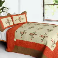 Photo of Winter Sonata - 3PC Cotton Contained Vermicelli-Quilted Patchwork Quilt Set (Full/Queen Size)