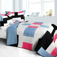 Photo of Wonderful Date Day - 3PC Vermicelli - Quilted Patchwork Quilt Set (Full/Queen Size)