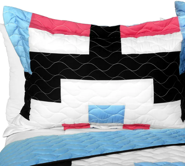 Wonderful Date Day - 3PC Vermicelli - Quilted Patchwork Quilt Set (Full/Queen Size) Photo 2