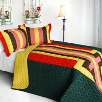 Photo of Yesterday Spring - 3PC Vermicelli-Quilted Patchwork Quilt Set (Full/Queen Size)