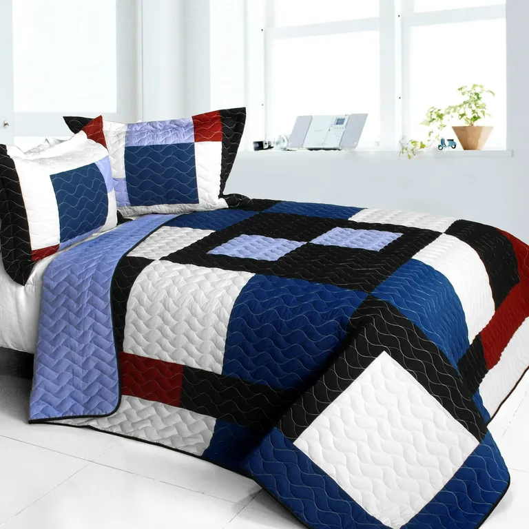 Your Imagine - Brand New Vermicelli-Quilted Patchwork Quilt Set Full/Queen Photo 1